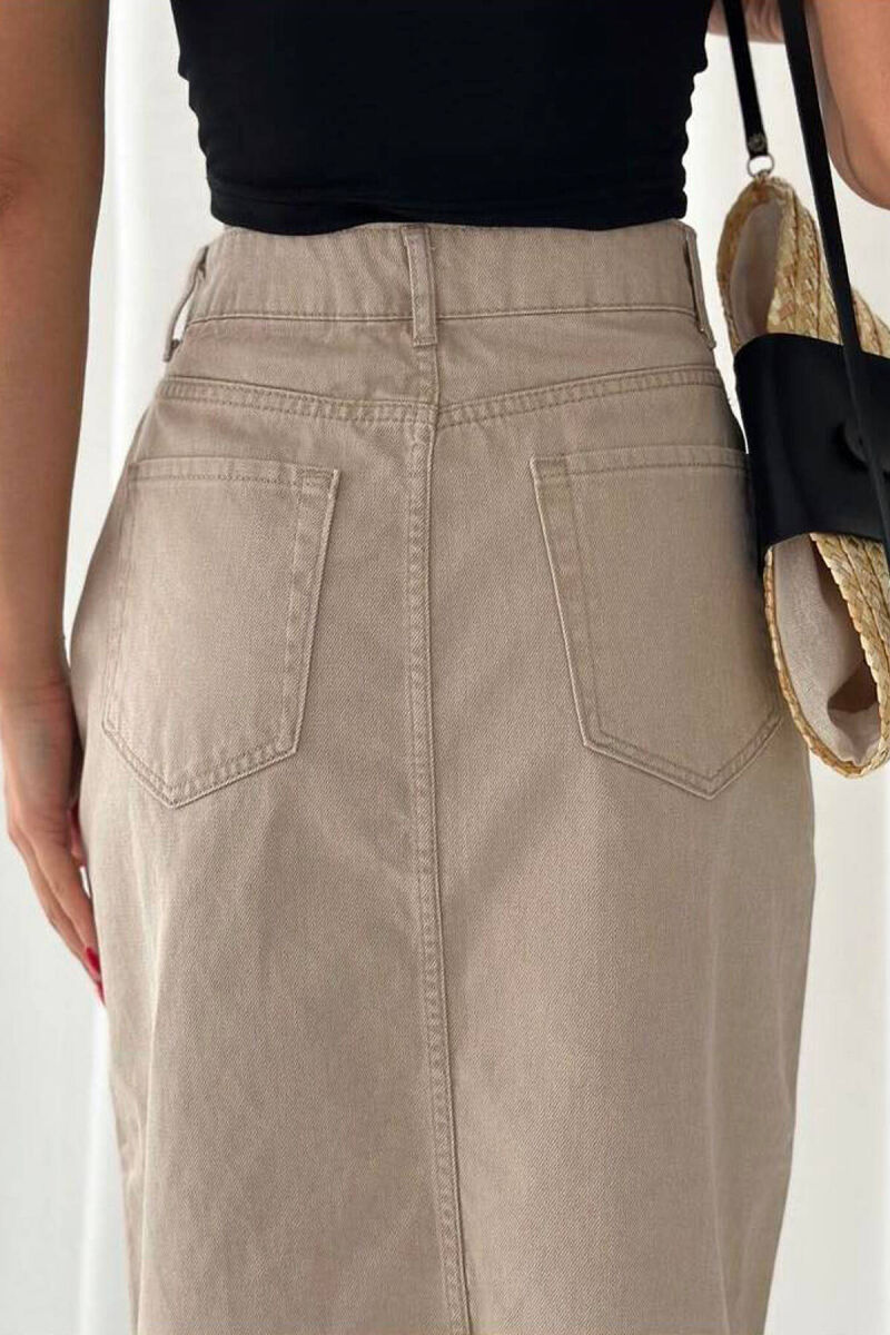 LONG WITH SPLIT WOMAN SKIRT BEIGE/BEZHE - 3