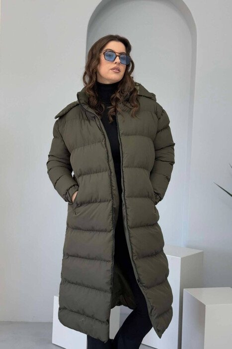 LONG WOMEN PUFFER JACKET GREEN/JESHILE - KLAUDIO FASHION