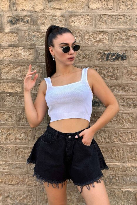 LONGLINE SHORT WOMEN JEANS BLACK/ E ZEZE - 1