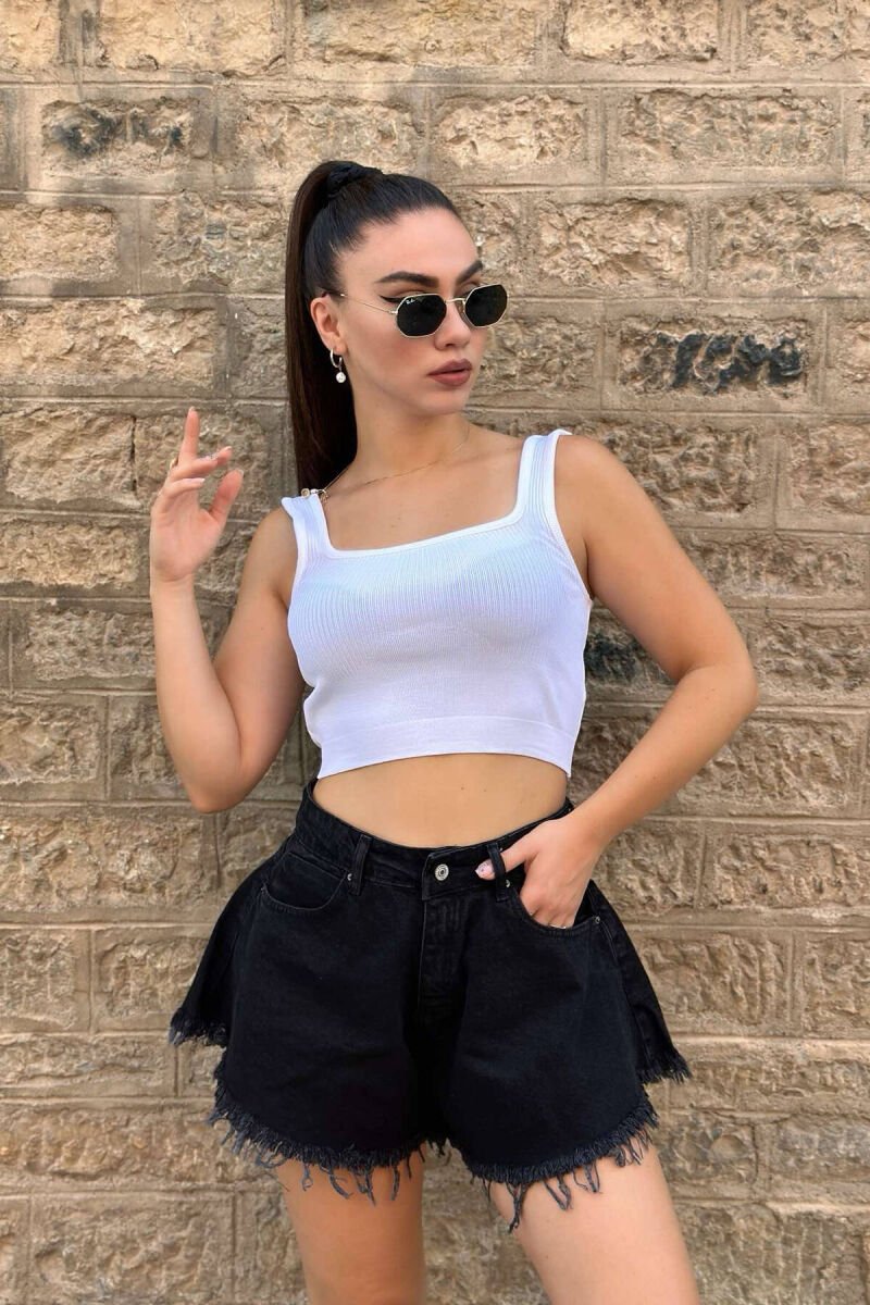 LONGLINE SHORT WOMEN JEANS BLACK/ E ZEZE - 1