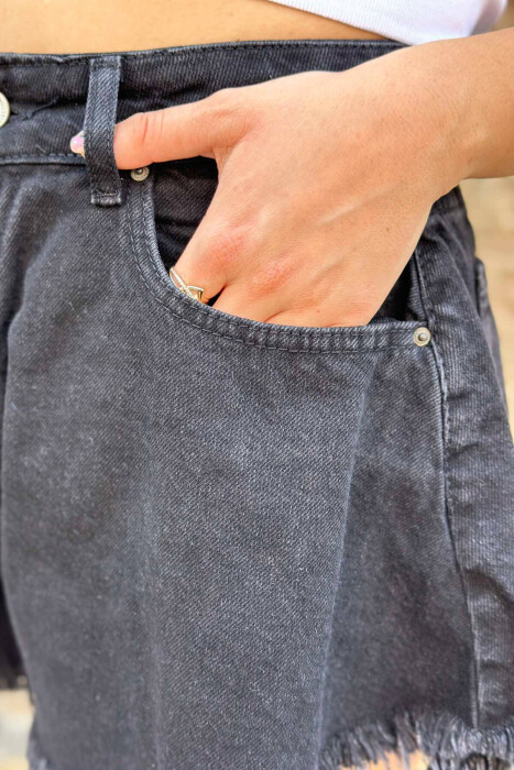 LONGLINE SHORT WOMEN JEANS BLACK/ E ZEZE - 3
