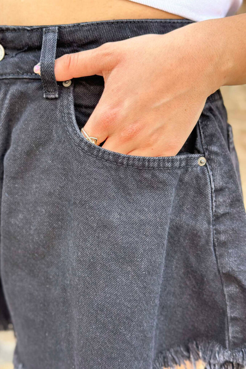 LONGLINE SHORT WOMEN JEANS BLACK/ E ZEZE - 3
