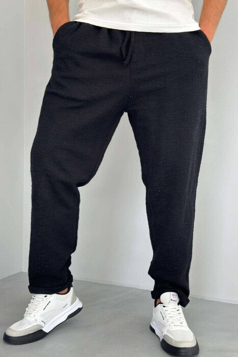 LOOSE LACING MEN PANTS BLACK/ E ZEZE - KLAUDIO FASHION