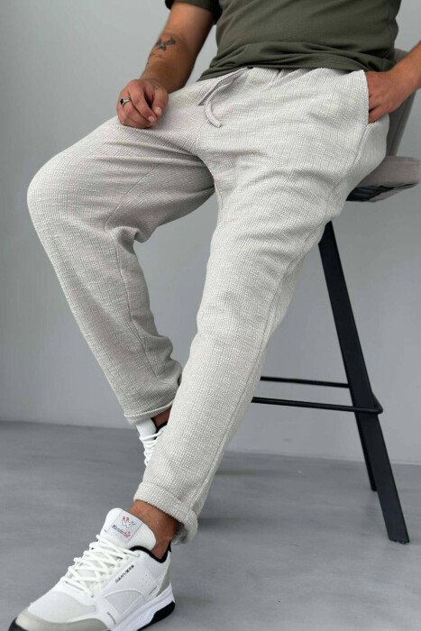 LOOSE LACING MEN PANTS LIGHT GREY/GZ - KLAUDIO FASHION