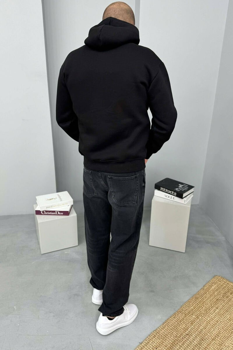 LOS ANGELES FRONT WRITTINGS FLUFFY MEN HOODIE BLACK/ E ZEZE - 3