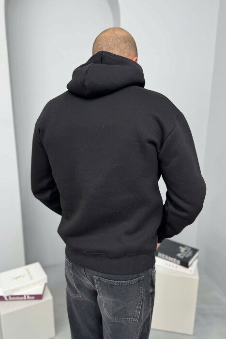 LOS ANGELES FRONT WRITTINGS FLUFFY MEN HOODIE BLACK/ E ZEZE - 4