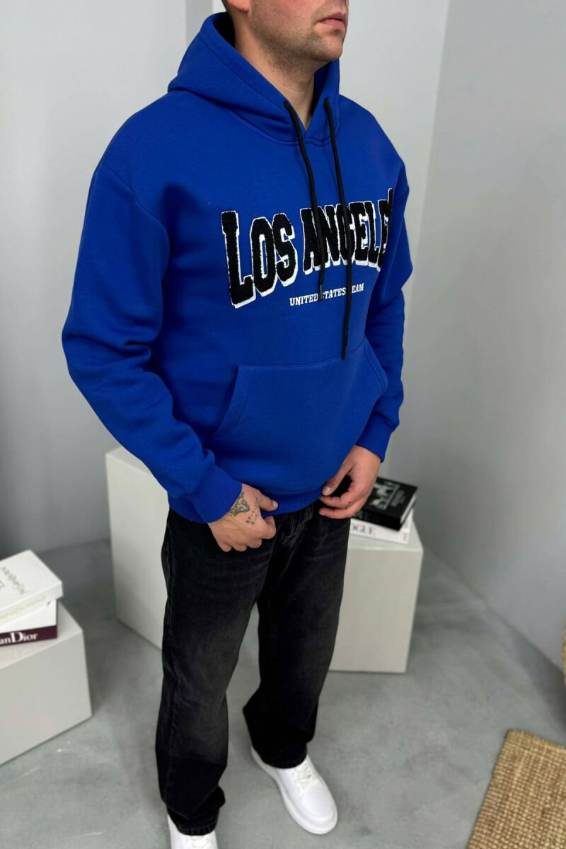 LOS ANGELES FRONT WRITTINGS FLUFFY MEN HOODIE BLUE/BLU - 2