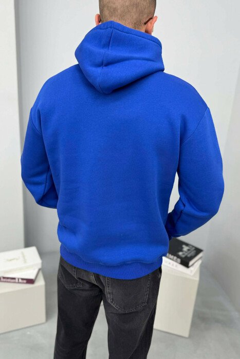 LOS ANGELES FRONT WRITTINGS FLUFFY MEN HOODIE BLUE/BLU - 4