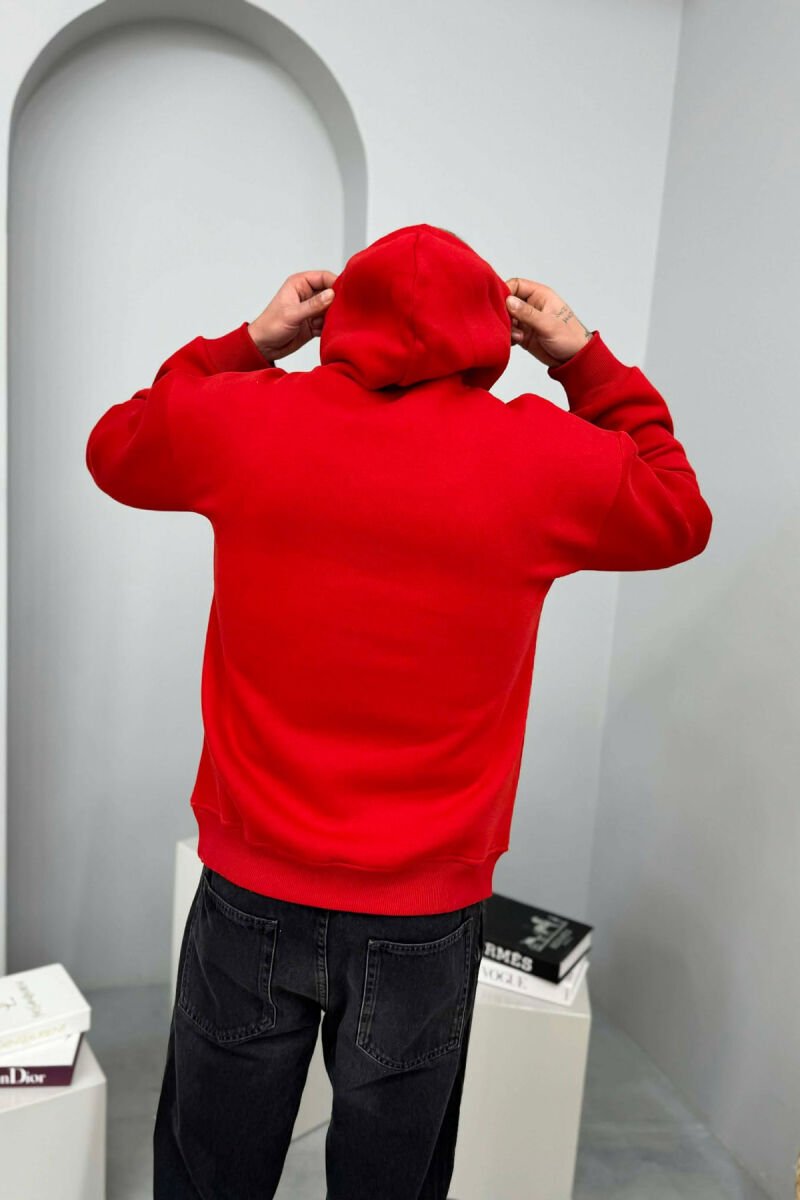 LOS ANGELES FRONT WRITTINGS FLUFFY MEN HOODIE RED/E KUQE - 4