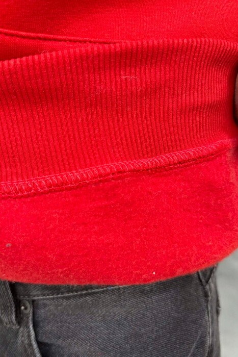 LOS ANGELES FRONT WRITTINGS FLUFFY MEN HOODIE RED/E KUQE - 5
