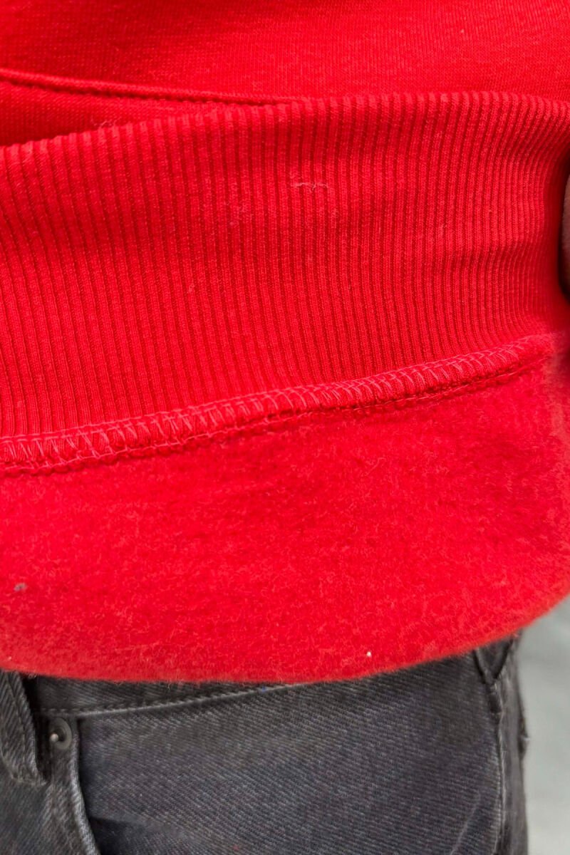 LOS ANGELES FRONT WRITTINGS FLUFFY MEN HOODIE RED/E KUQE - 5