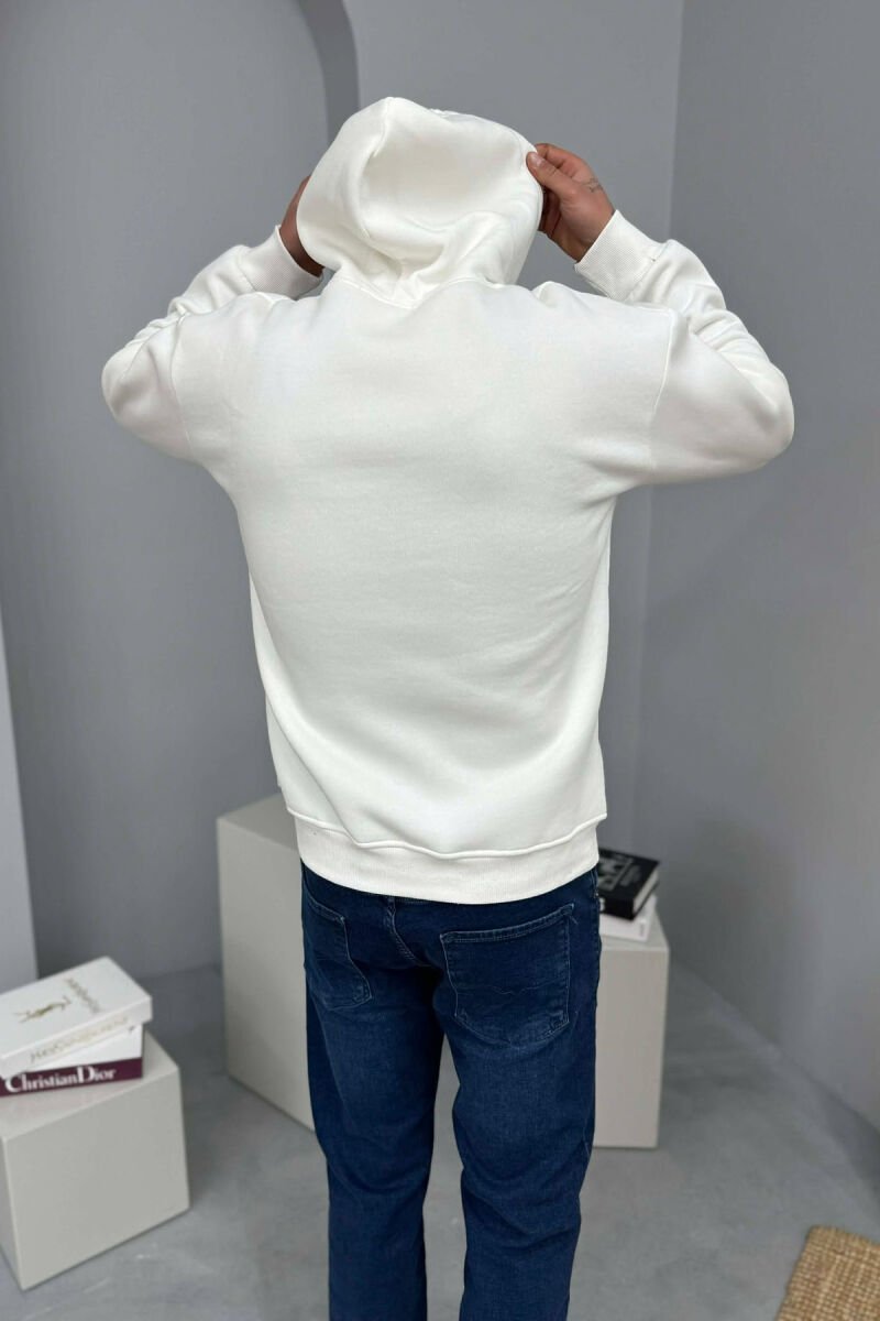 LOS ANGELES FRONT WRITTINGS FLUFFY MEN HOODIE WHITE-E BARDHE - 5