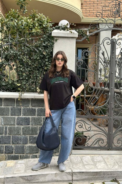 LOS ANGELES FRONT WRITTINGS WOMEN T-SHIRT BLACK/ E ZEZE - 4