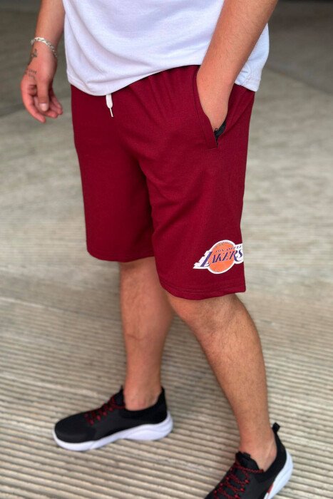 LOS ANGELES LAKERS MEN SHORTS BURGUNDY/VISHNJE - 3