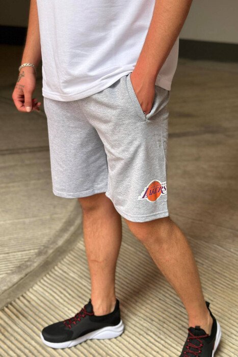 LOS ANGELES LAKERS MEN SHORTS LIGHT GREY/GZ - 1