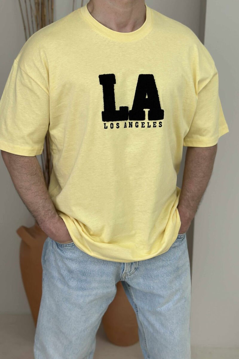 LOS ANGELES ROUND NECK MEN T-SHIRT YELLOW/E VERDHE - 1