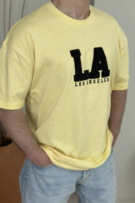 LOS ANGELES ROUND NECK MEN T-SHIRT YELLOW/E VERDHE - 3