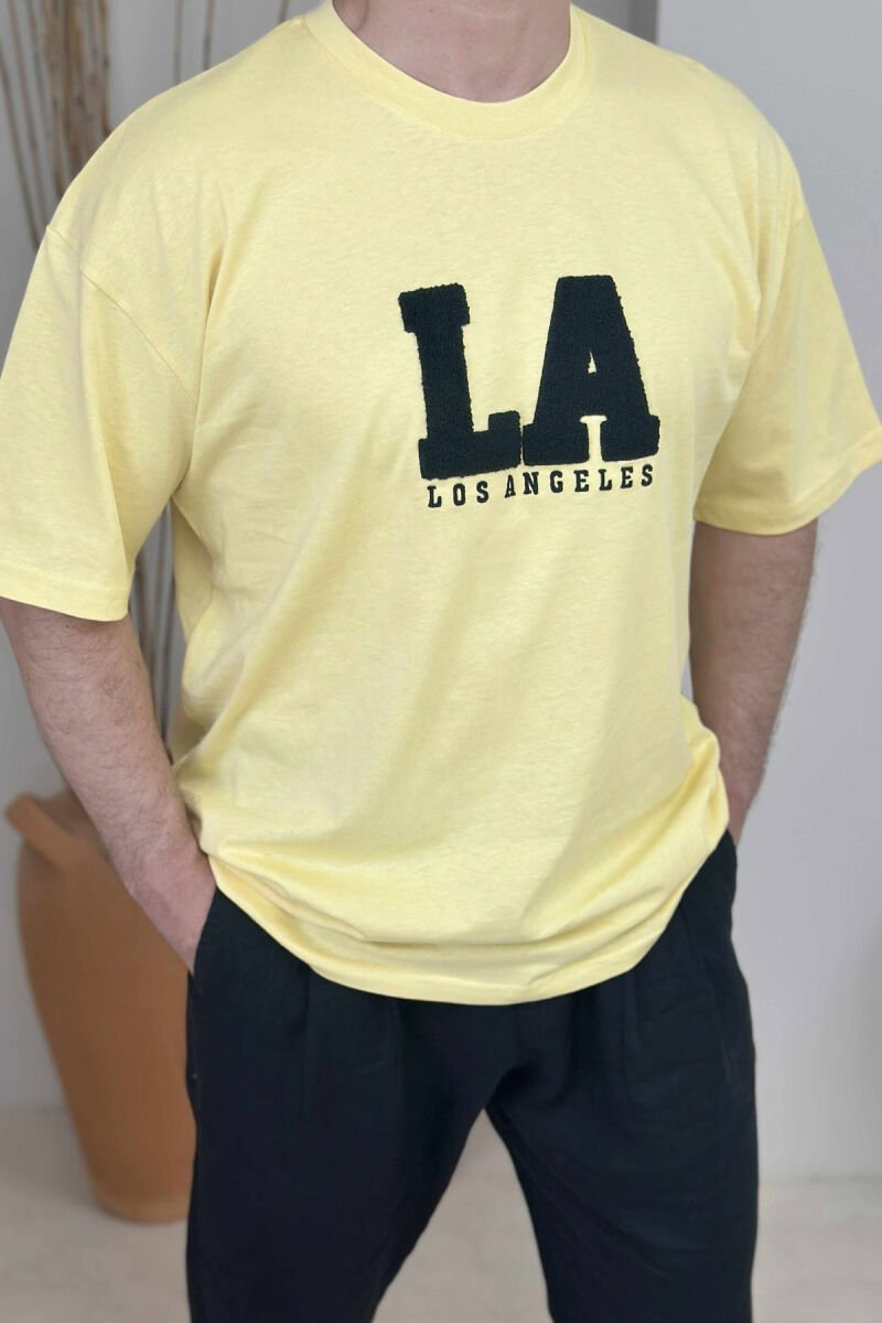 LOS ANGELES ROUND NECK MEN T-SHIRT YELLOW/E VERDHE - 4