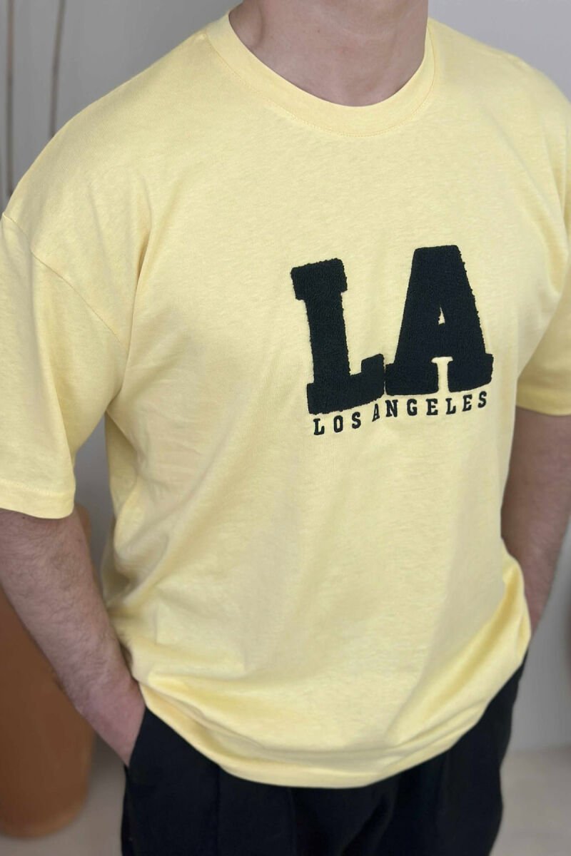LOS ANGELES ROUND NECK MEN T-SHIRT YELLOW/E VERDHE - 5