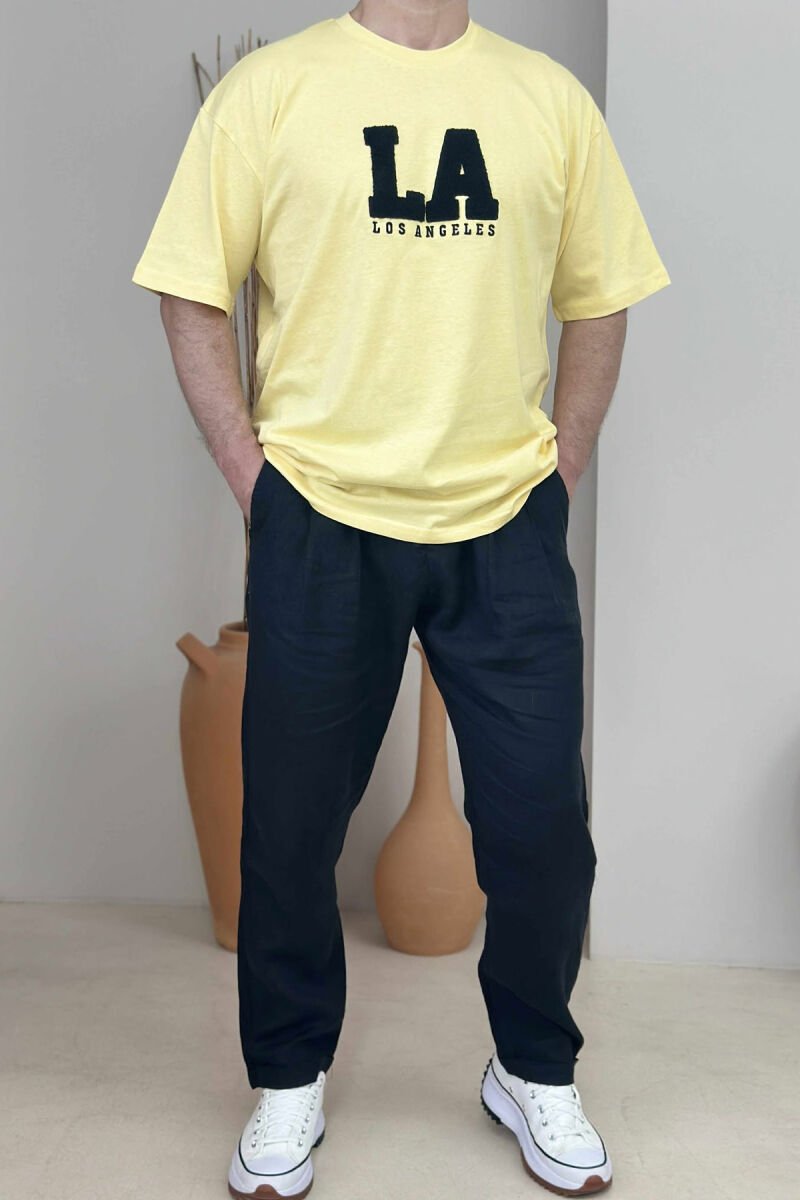 LOS ANGELES ROUND NECK MEN T-SHIRT YELLOW/E VERDHE - 6