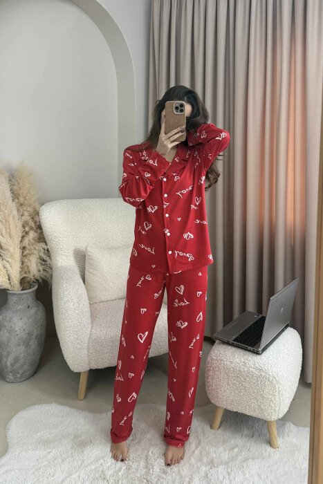 LOVE WRITTINGS SHIRT+TROUSERS WOMEN PYJAMAS RED/E KUQE - 2