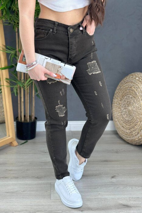 LOW RISE ONE COLOR WOMAN DENIM JEANS OLIVE/ULLI - 1
