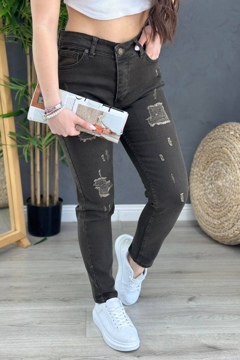 LOW RISE ONE COLOR WOMAN DENIM JEANS OLIVE/ULLI - 1