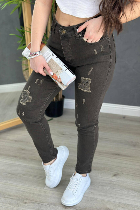 LOW RISE ONE COLOR WOMAN DENIM JEANS OLIVE/ULLI - 2