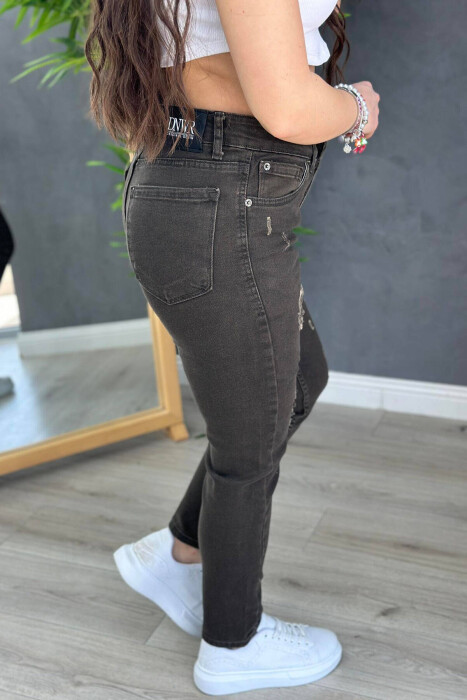 LOW RISE ONE COLOR WOMAN DENIM JEANS OLIVE/ULLI - 3