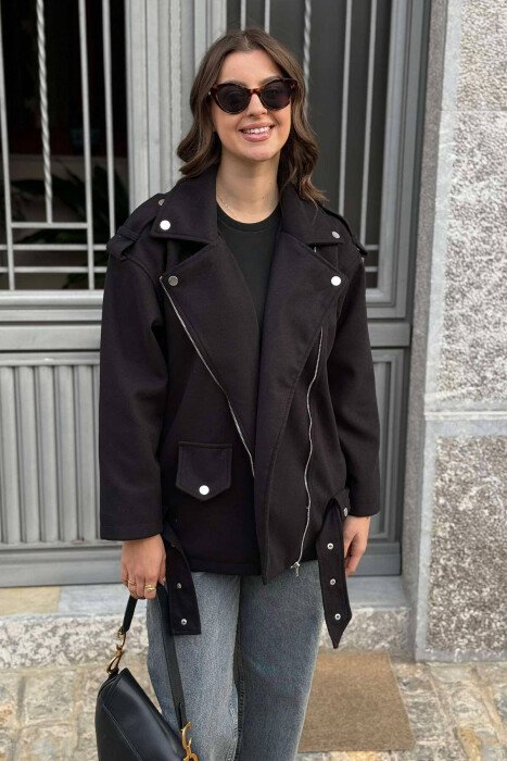 ZIPPED WOMEN JACKET BLACK/ E ZEZE - KLAUDIO FASHION