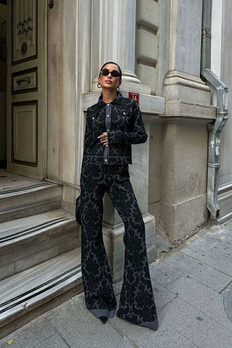 MARBLE DESIGN SHIRT+TROUSERS WOMEN SET BLACK/ E ZEZE - 7