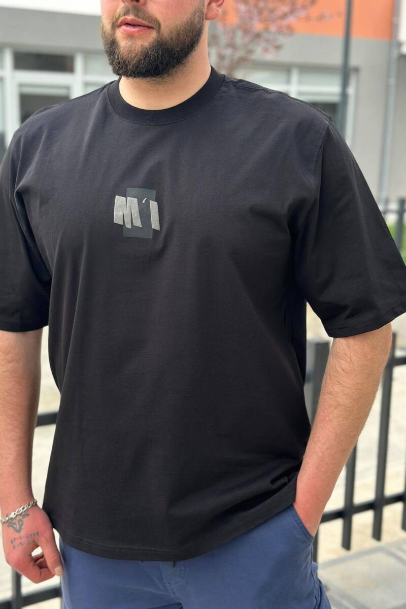 SIMPLE ROUND NECK COTTON MEN T-SHIRT BLACK/ E ZEZE - 1