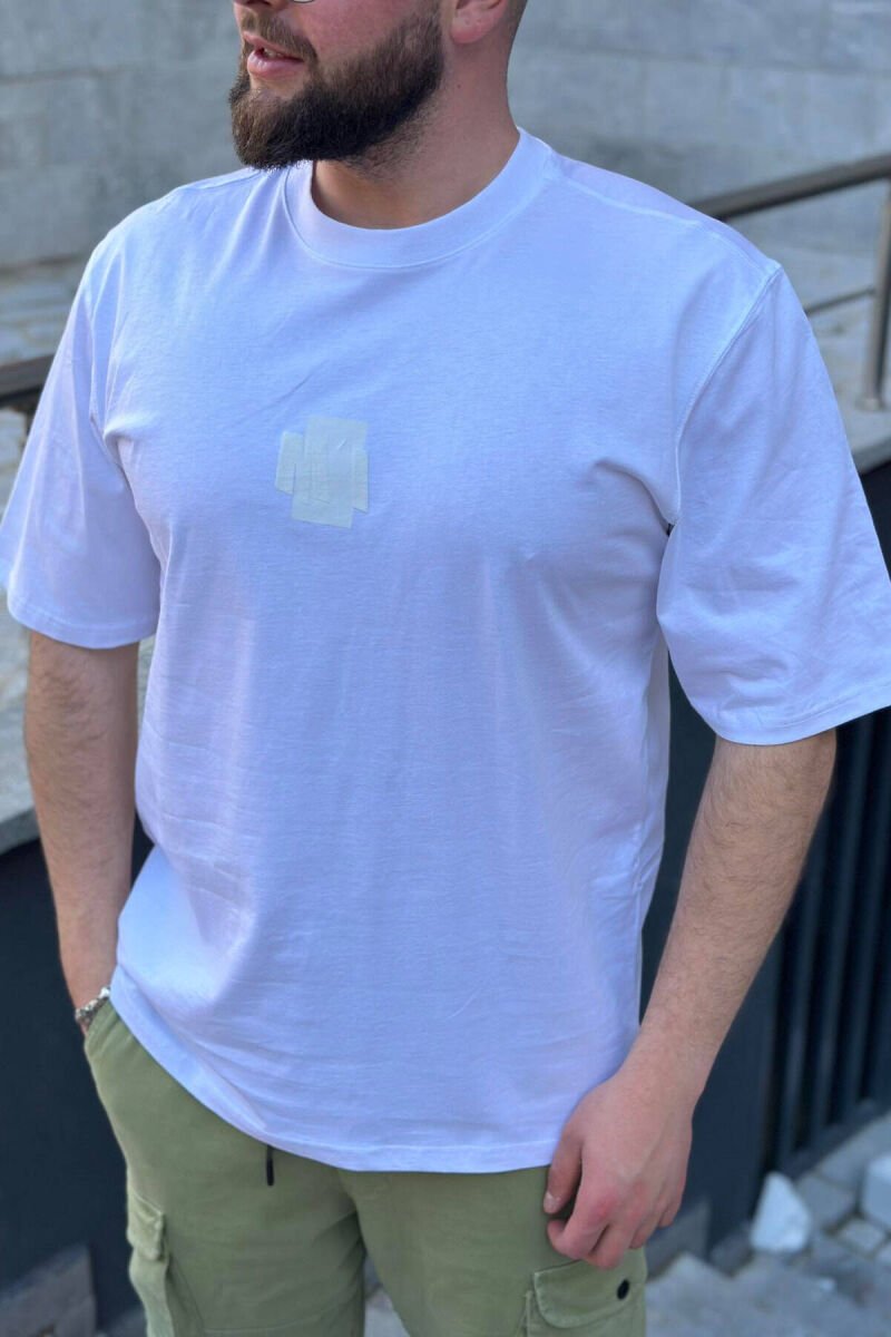 SIMPLE ROUND NECK COTTON MEN T-SHIRT WHITE-E BARDHE - 1