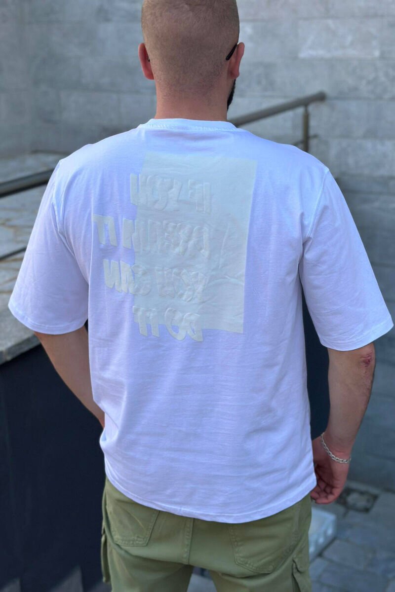 SIMPLE ROUND NECK COTTON MEN T-SHIRT WHITE-E BARDHE - 3
