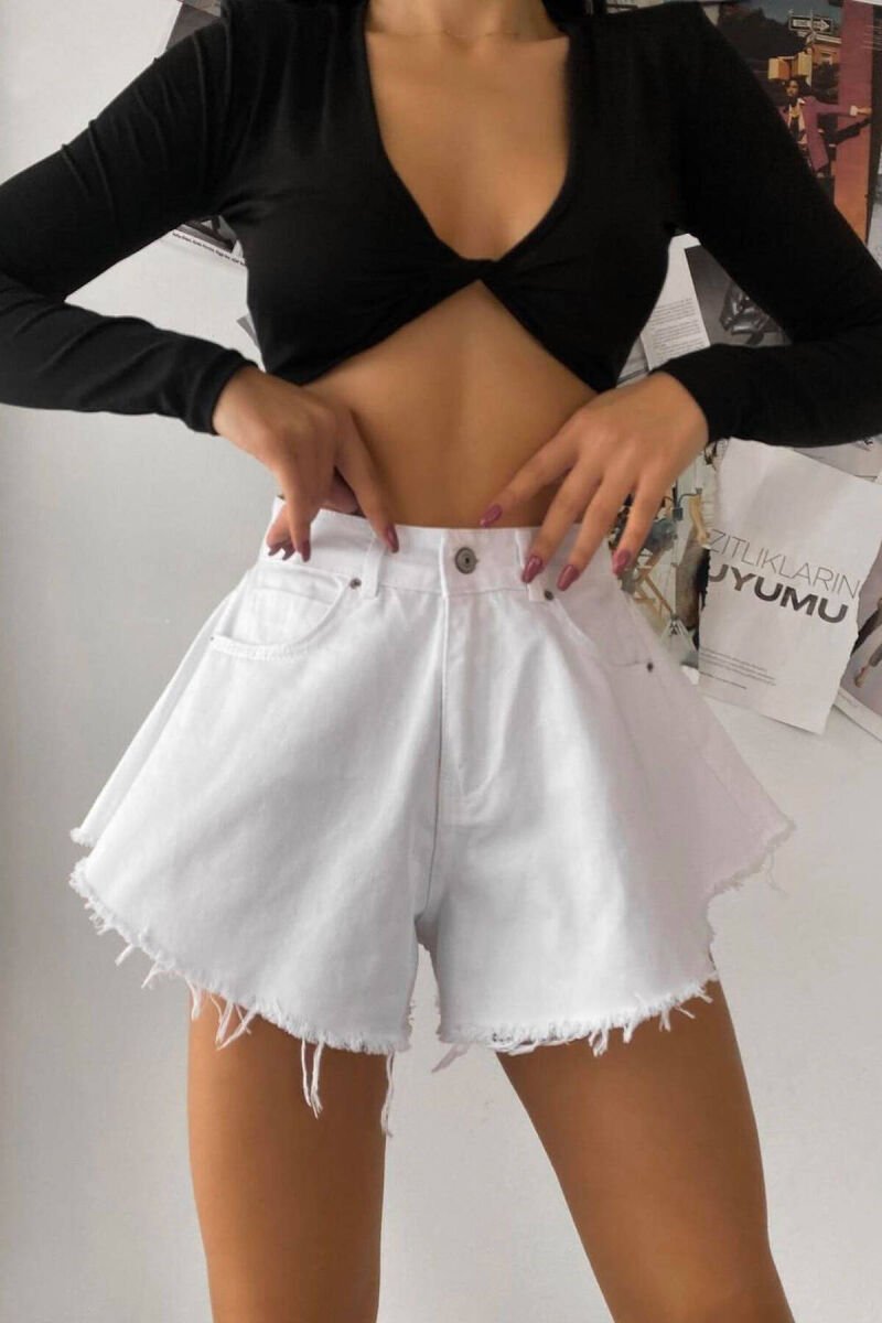 MID-RISE DENIM WOMAN SHORT JEANS WHITE-E BARDHE - 1