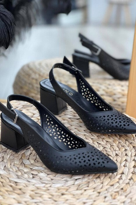MIDI HEEL ONE COLOR WOMAN HEELS BLACK/ E ZEZE - KLAUDIO FASHION