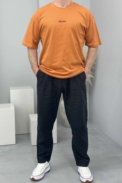 MILANO FRONT WRITTING MEN T-SHIRT BRICK/TULLE - 1