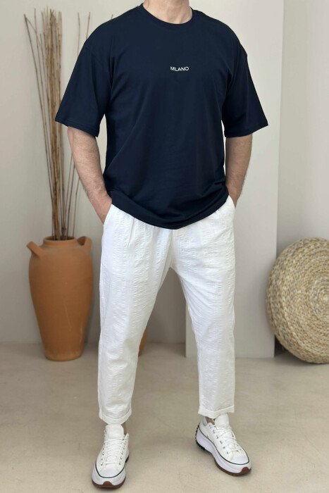 MILANO FRONT WRITTING MEN T-SHIRT DARK BLUE/BEE - 1