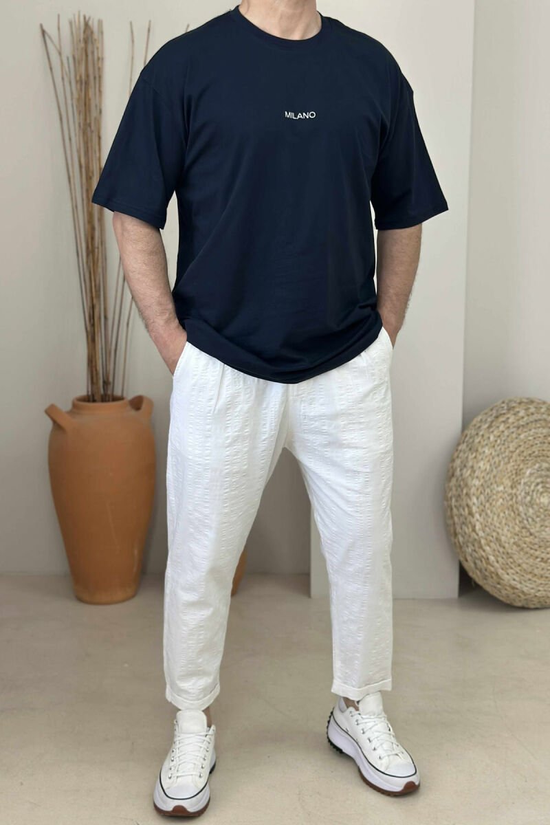MILANO FRONT WRITTING MEN T-SHIRT DARK BLUE/BEE - 1
