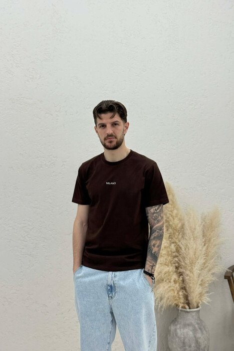 MILANO FRONT WRITTING MEN T-SHIRT DARK BROWN/KAE 