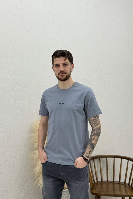 MILANO FRONT WRITTING MEN T-SHIRT GREY ASH/GRI HIRI - 1