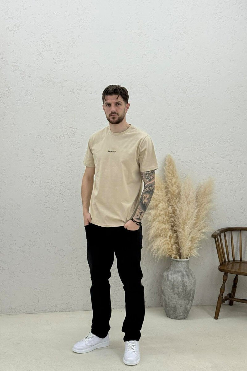 MILANO FRONT WRITTING MEN T-SHIRT LIGHT BEIGE/BZHZB - 2