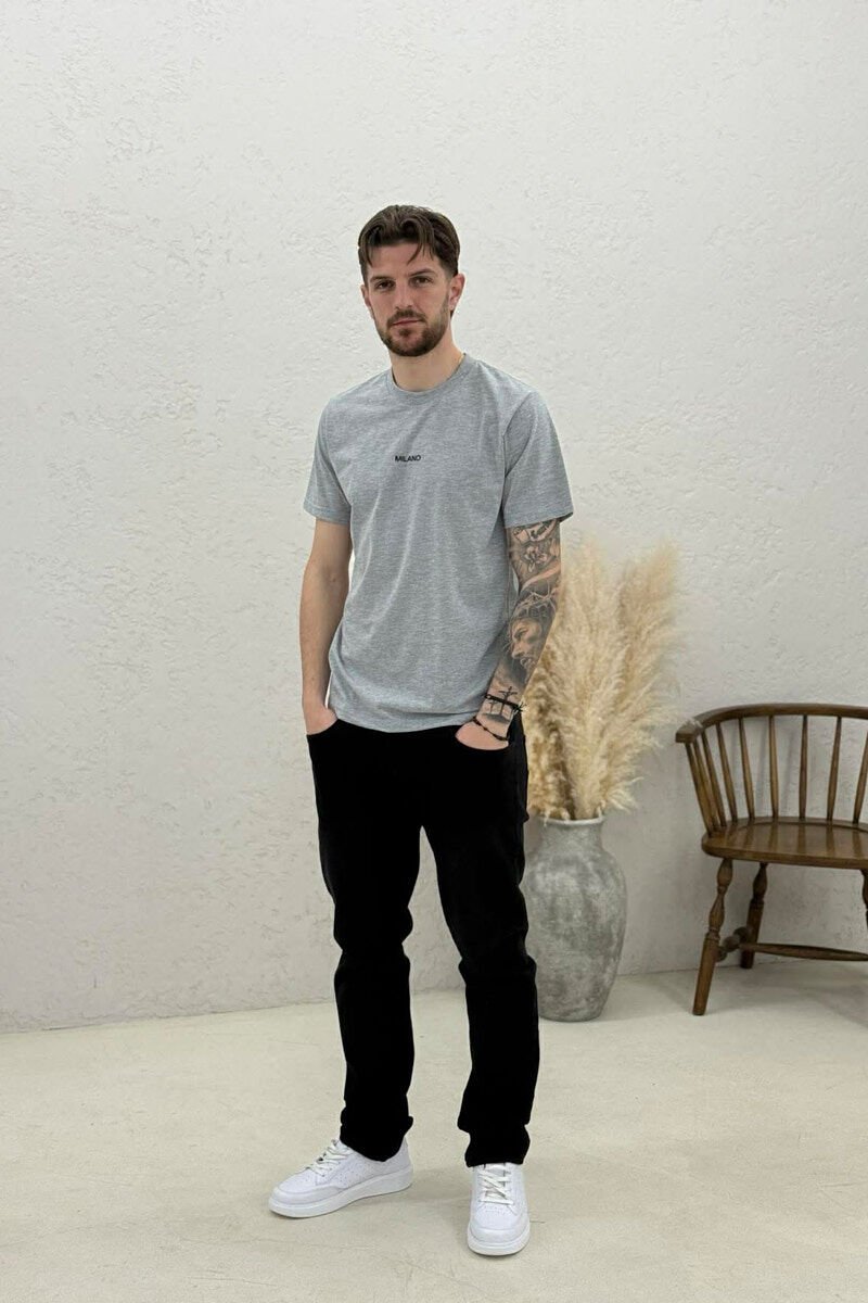 MILANO FRONT WRITTING MEN T-SHIRT LIGHT GREY/GZ - 2