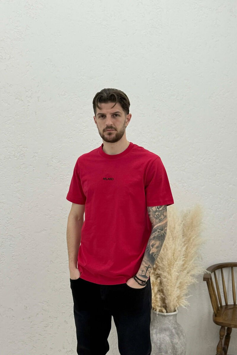 MILANO FRONT WRITTING MEN T-SHIRT RED/E KUQE - 1