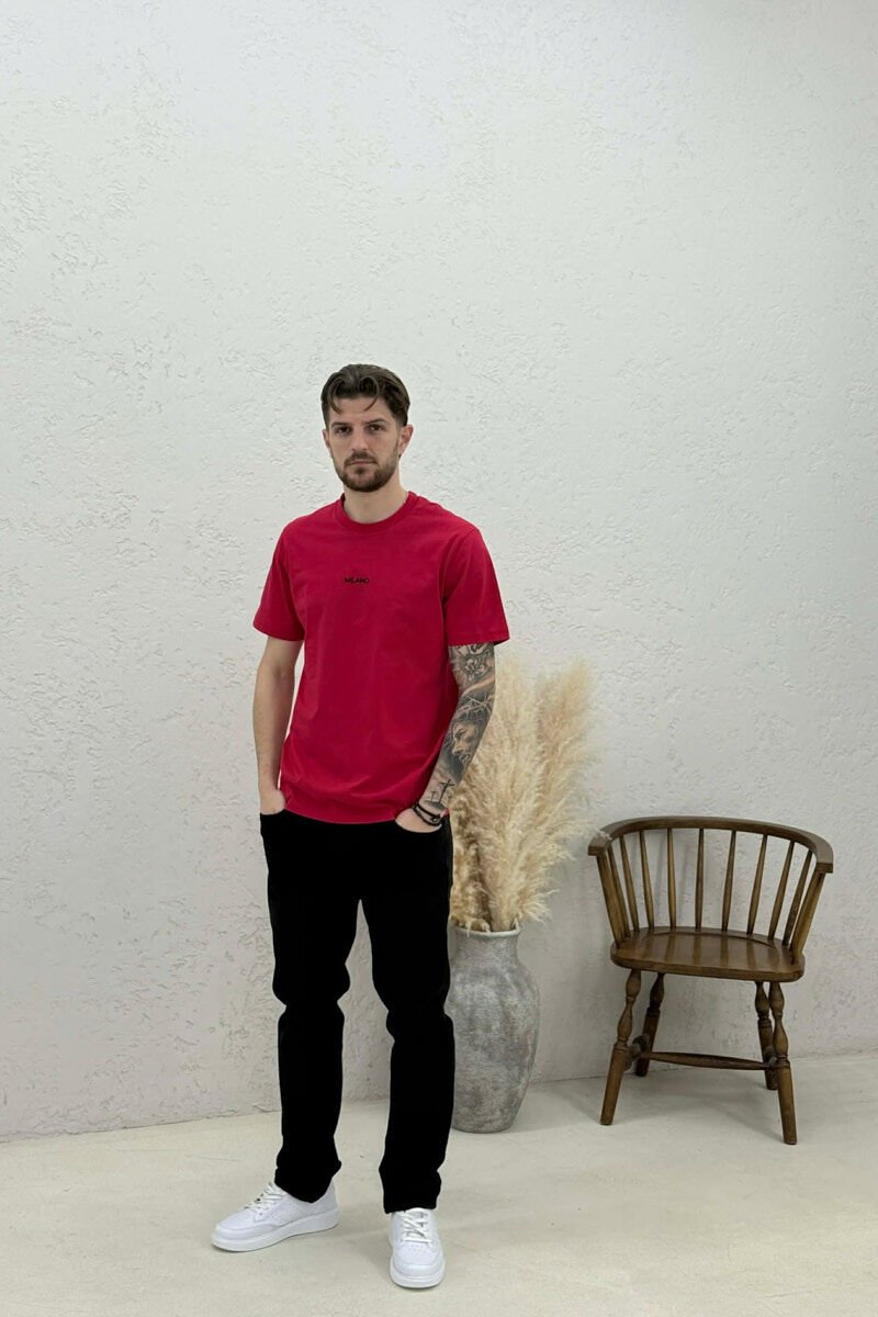 MILANO FRONT WRITTING MEN T-SHIRT RED/E KUQE - 2