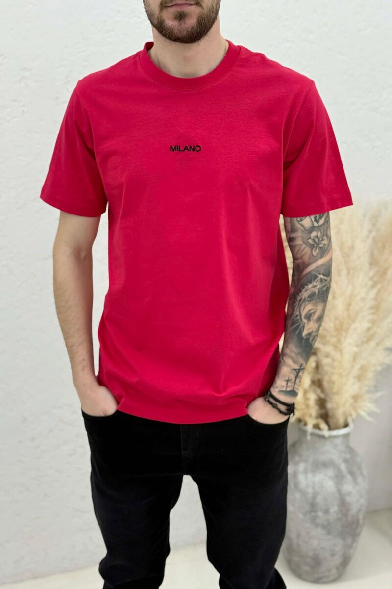MILANO FRONT WRITTING MEN T-SHIRT RED/E KUQE - 3