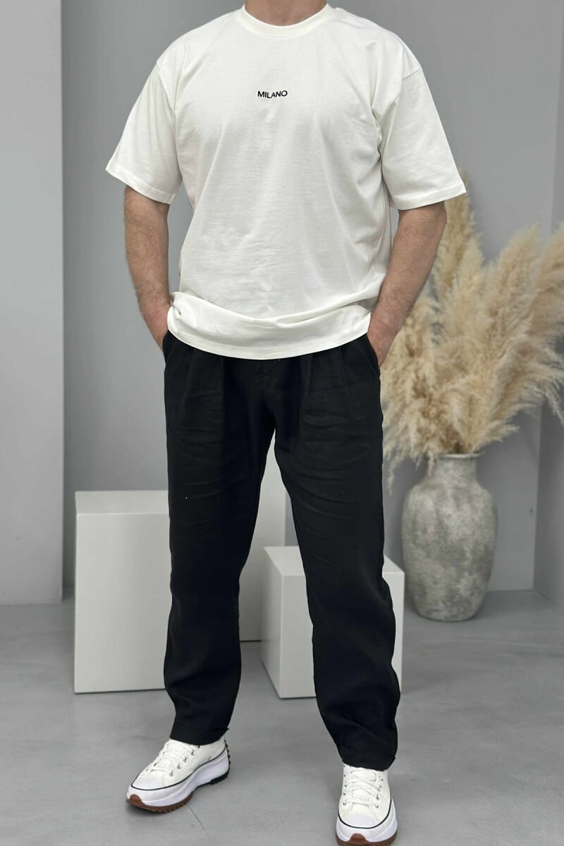 MILANO FRONT WRITTING MEN T-SHIRT WHITE-E BARDHE - 1