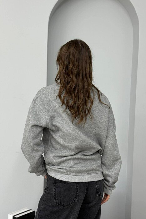 MILANO WRITTING FLUFFY WOMEN SWEATSHIRT GREY/GRI - 3
