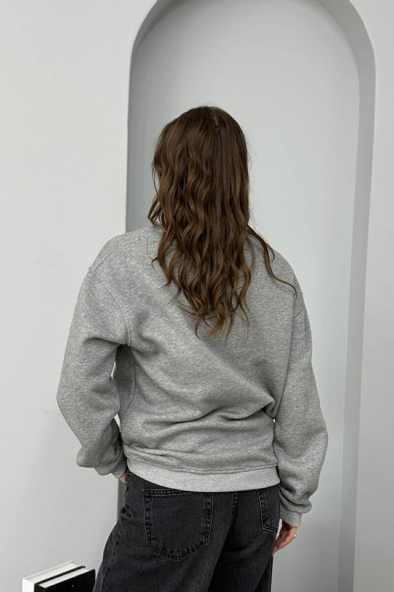 MILANO WRITTING FLUFFY WOMEN SWEATSHIRT GREY/GRI - 3
