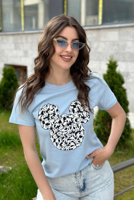 MINNIE MOUSE WOMEN T-SHIRT LIGHTBLUE/BZ - KLAUDIO FASHION